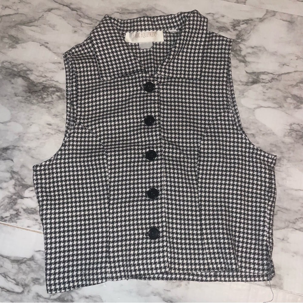 Equipment Black and White Houndstooth Vest Top